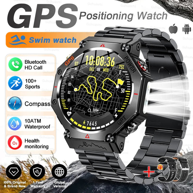 T-Rex 3 Grado Ultra Militare GPS Astuto Della Vigilanza 10ATM Bussola Impermeabile Altimetro Barometrico AMOLED Uomini HD Chiamata Sport Smartwatch platinumshop