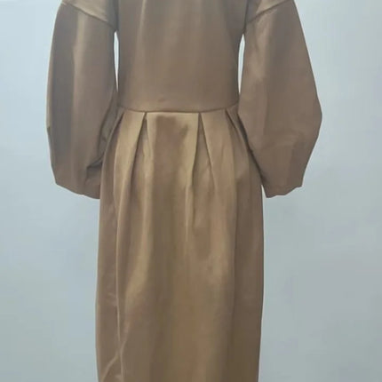 European American Retro Court Style Wool Coat, Long Length with Big Lapel & Lantern Sleeves, New Autumn Winter Outerwear