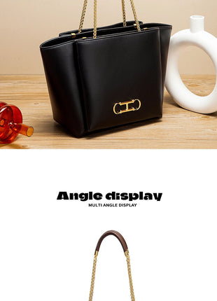 CHCH Women's Tote Bag 2026 Spring New Brown Magnetic Buckle Storage Bag Large Capacity Commuter Chain Bag PlatiNum