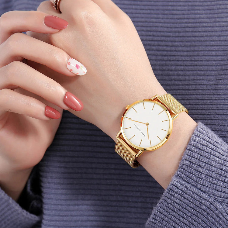 HANNAH MARTIN Movimento al quarzo giapponese in acciaio inossidabile di qualità del marchio Orologio Dropshipping da donna impermeabile da 36 mm in oro rosa completo platinumshop