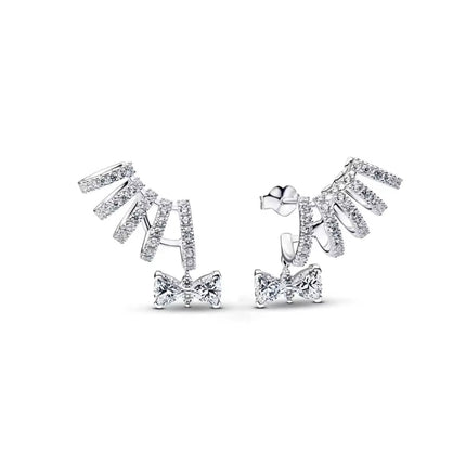 Orecchini e Ciondolo con Zirconi Scintillanti, Combinazione Fiore di Ciliegio e Farfalla, Orecchini in Argento 925, Regalo Ideale per Donne platinumshop
