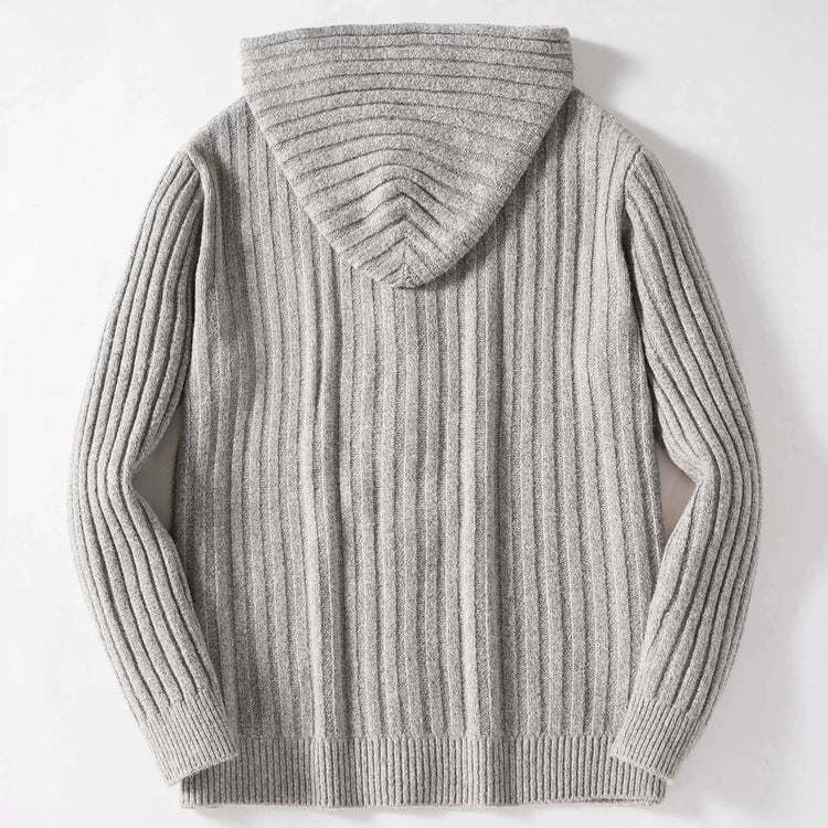 Men's Autumn/Winter Luxury Fashion Men's Knitted Sweater Sweater Pit Strip Long Sleeve Hooded Cardigan Top Coat