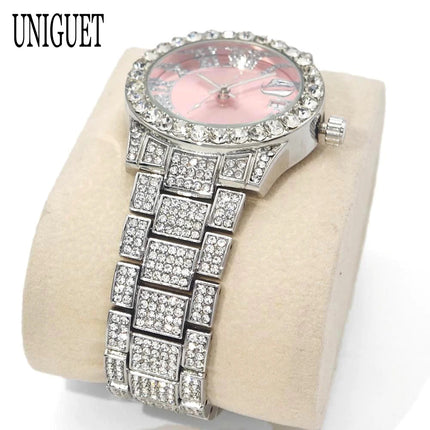 Orologio da Donna UNIGUET di Lusso alla Moda, Elegante Quadrante Piccolo con Diamanti Rosa, Mini Orologio da Polso al Quarzo Bling-Bling da Donna, Regalo platinumshop