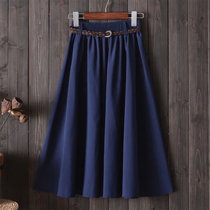 Gonna estiva midi al ginocchio da donna con cintura Gonna da scuola a pieghe a vita alta da donna coreana alla moda femminile
