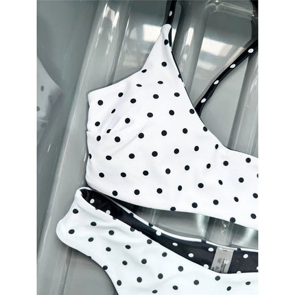 Nuovo Costume da Bagno Bikini a Pois Mini Micro Thong da Donna, Set Due Pezzi K7854 (XS-L) PlatiNum