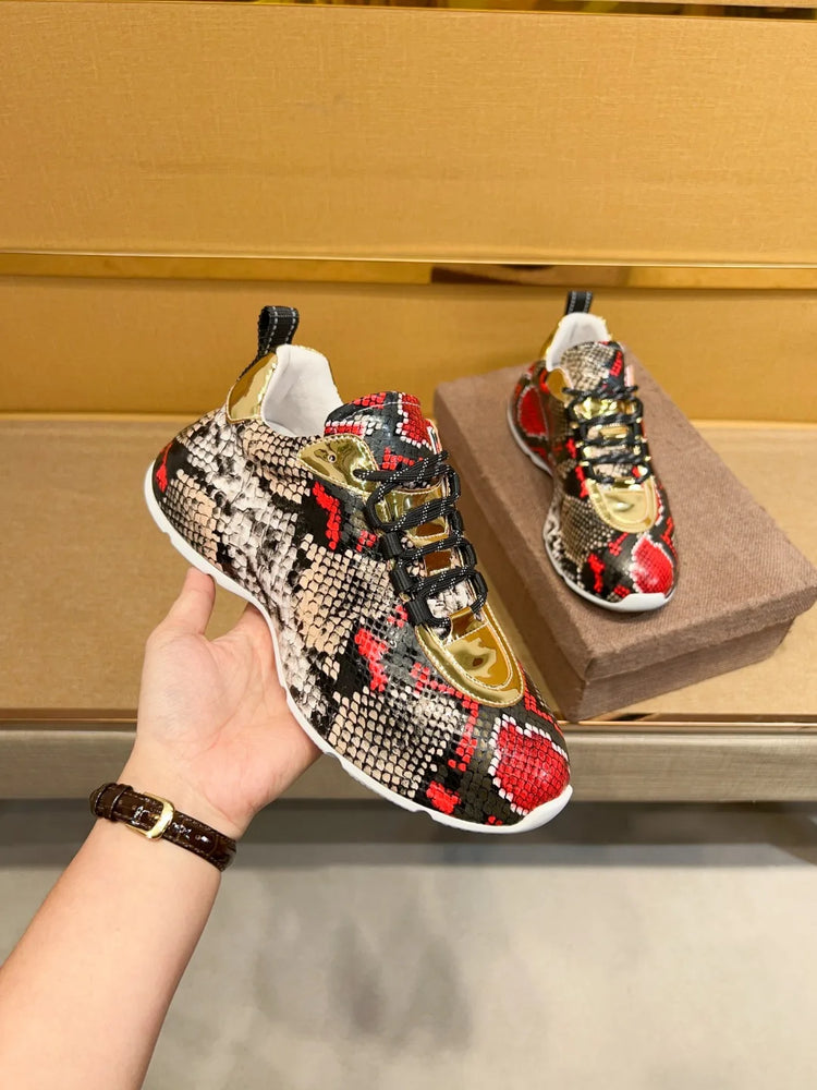 New Genuine Leather Men's Lace-up Type Sports Shoes Fashion Casual Sneaker First Layer Cowhide Running Shoes