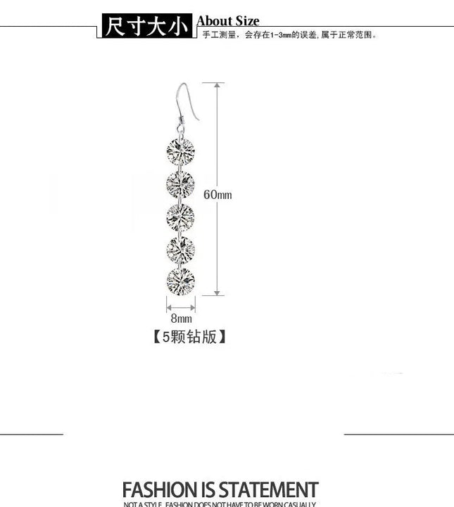 1CT Moissanite Long Drop Earrings For Women 925 Sterling Silver Brilliant Lab Diamond Brides Bridesmaid Dangling Earrings PlatiNum