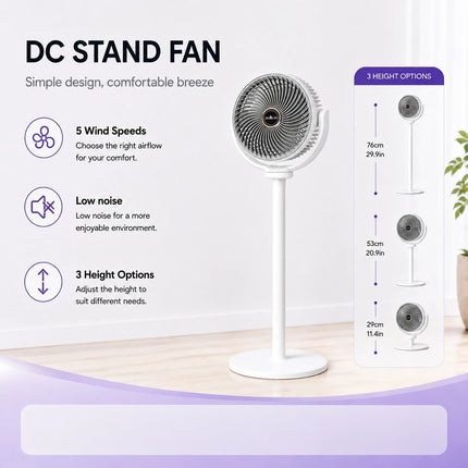 Ventilatore da Terra e da Tavolo 2-in-1 Moderno, 5 Velocità, Potente Flusso d'Aria, Ventilatore USB Portatile per Casa, Camera da Letto, Ufficio