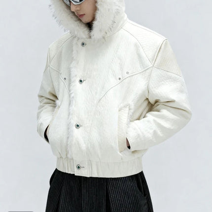 Mens Spring Jacket Pu Leather Patchwork Thickened Faux Fur Hooded Jacket Streetwear Fashion Fluffy Niche Top Men'S Clothing 2026