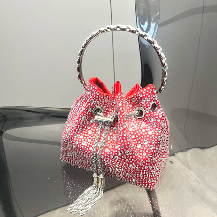 Handle Rhinestones Evening clutch Bag Purses and handbag luxury Designer shoulder bag Shiny Crystal Clutch purse bucket bag PlatiNum
