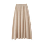 Choice Luxury Women 100% Cashmere Skirt Pleated Mid-Calf Skirt Spring Autumn Office Lady Grace Style A-Skirt Cashmere Knitwear PlatiNum