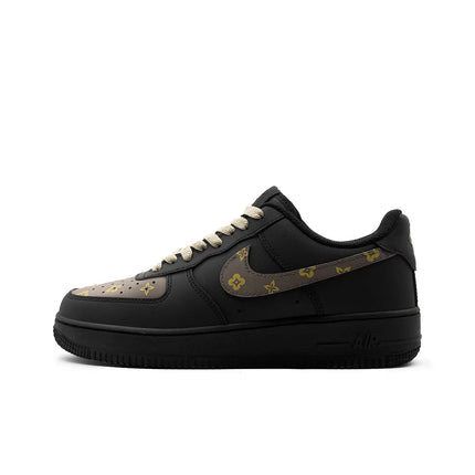 Nike Air Force 1 Luxury Design Leather Abrasion Resistant Slip Resistant Low top Skateboard Shoes Men's Black Brown