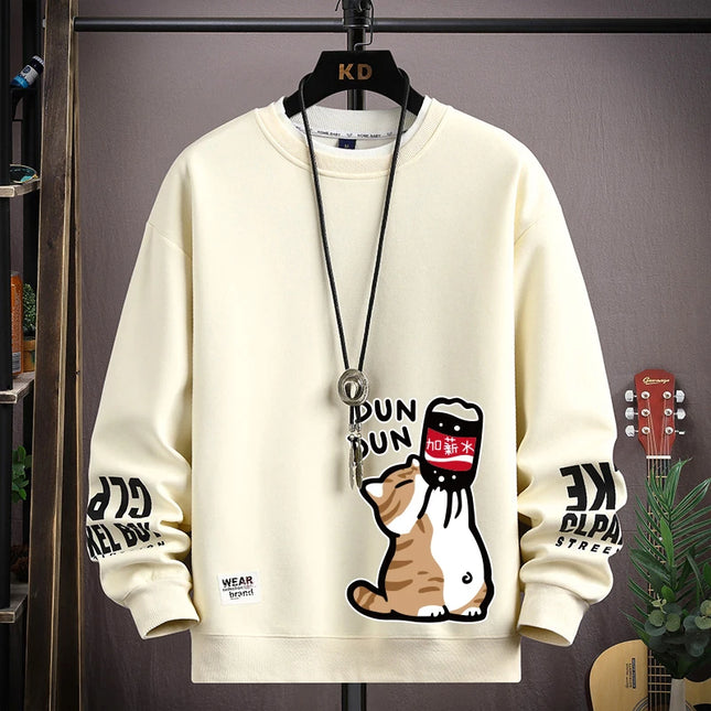 Cartoon Cute Cat Funny Print Graphic T-shirt Women Oversized Loose Design Lovers Casual Long Sleeve T-shirt S-5XL Men Clothing