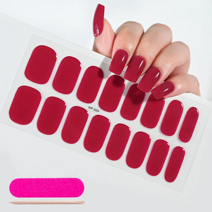 Semi Cured Wraps Fast Gel Nail Sticker Soild Nail Gel Wraps Adhesive Full Cover Gel Nail Decal UV Lamp Cured Manicure Decoration2028