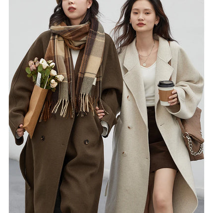 CHIC VEN Women Long Double-sided Woolen Coats Retro Loose Female Overcoat Double Breasted Ladies Windbreak Autumn Winter 2026