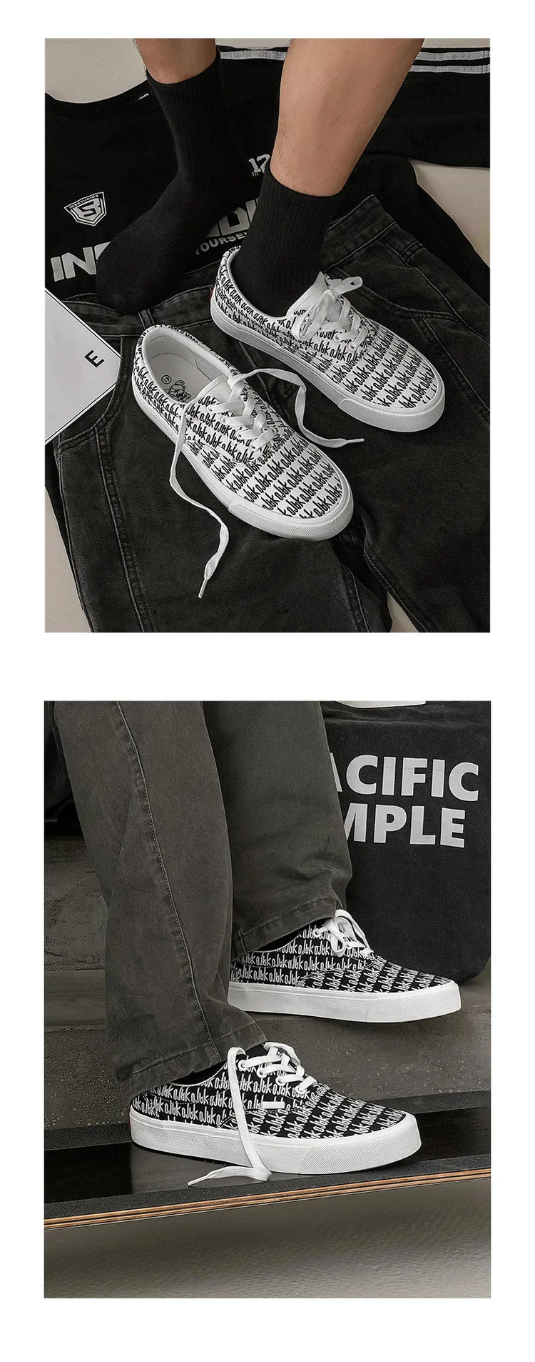 Designer Canvas Casual shoes for men  Flats Vulcanized Shoes Original printed sneakers male Skateboard street shoes men Tennis