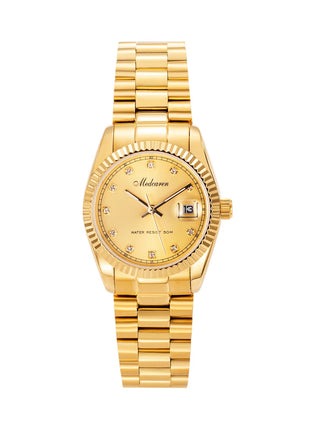 Orologio al Quarzo da Donna alla Moda 30mm, Cronografo in Oro 24K con Doppio Calendario, Cinturino in Acciaio Inossidabile, Impermeabile, Regalo per Moglie platinumshop