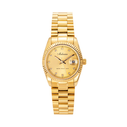 Orologio al Quarzo da Donna alla Moda 30mm, Cronografo in Oro 24K con Doppio Calendario, Cinturino in Acciaio Inossidabile, Impermeabile, Regalo per Moglie platinumshop