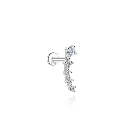 Aide S925 Sterling Silver Moissanite Silver Color Srud Earrings Women Heart Leaf Geometric DIY Ear Bone Sruds Piercing Jewelry PlatiNum