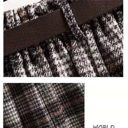Korean Women Fashion Leisure Plaid Woolen Skirt Autumn Winter New High Waist Mid-Long Irregular Wool Skirts Femme Large Size 4XL PlatiNum