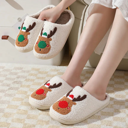 Comwarm Pantofole pelose in pelliccia invernale per donna Scivoli piatti soffici per camera da letto simpatico cartone animato Morbido comfort Scarpe calde in cotone felpato per la casa