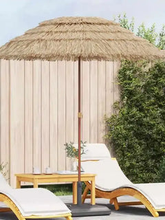 Ombrellone da Spiaggia Naturale 160x160cm, Leggero e Regolabile in Poliestere Anti-UV, Ideale per Giardino e Spiaggia - Stile Tropicale