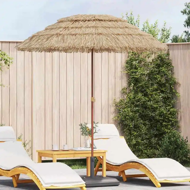 Natural Beach Umbrella 160x160cm, Lightweight and Adjustable Anti-UV Polyester, Ideal for Garden and Beach - Tropical Style