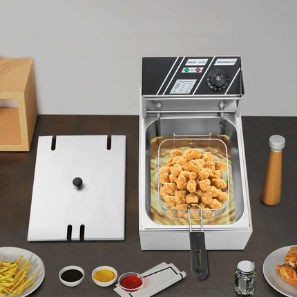 EF-81 220V 2500W Euro Plug 6L Singolo Cilindro Forno per Alimenti Commerciale Friggitrice Per Fare Patatine Pollo Fritto Pollo