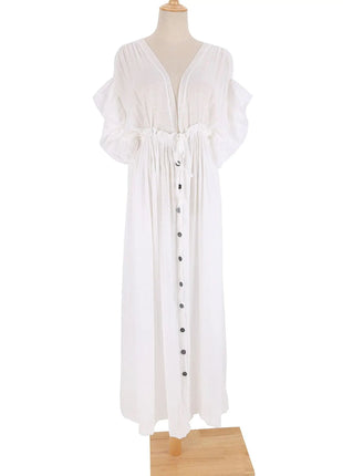 Costume da bagno donna taglie forti copricostume con scollo a V profondo costume da bagno Bikini Coverup abito lungo Kimono caftano diviso platinumshop