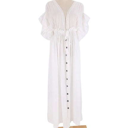 Costume da bagno donna taglie forti copricostume con scollo a V profondo costume da bagno Bikini Coverup abito lungo Kimono caftano diviso platinumshop