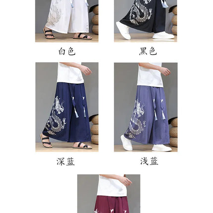 Pantaloni Larghi da Uomo Streetwear con Stampa Drago, Pantaloni Harem Casual, Pantaloni da Jogging Vintage, Nuovi Pantaloni Primaverili ed Estivi