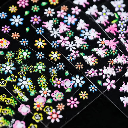 30 Sheets Flower Nail Stickers for Nail Art Colorful Self Adhesive Daisy Nail Decals Spring Summer Nail Art Stickers Cute Floral