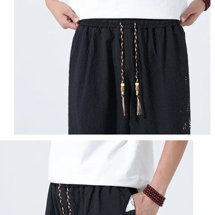 Pantaloncini estivi da uomo stile giapponese retrò comodi pantaloni da spiaggia traspiranti da uomo cintura elastica pantaloni casual Harun larghi e sottili