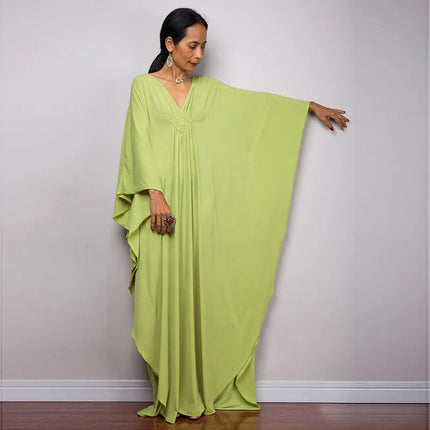 Cover Up Caftano casual da donna Taglie forti Abiti da spiaggia Abito da bagno con maniche a pipistrello platinumshop
