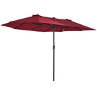 Ombrellone da Giardino Outsunny, Ombrellone Esterno Doppio Rettangolare 4.6L x 2.7L x H m con Apertura e Chiusura, Struttura in Acciaio, Tela 180 g/m², Ombrellone da Balcone, Piscina, Bordeaux