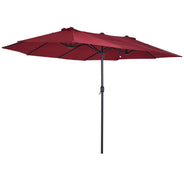Ombrellone da Giardino Outsunny, Ombrellone Esterno Doppio Rettangolare 4.6L x 2.7L x H m con Apertura e Chiusura, Struttura in Acciaio, Tela 180 g/m², Ombrellone da Balcone, Piscina, Bordeaux