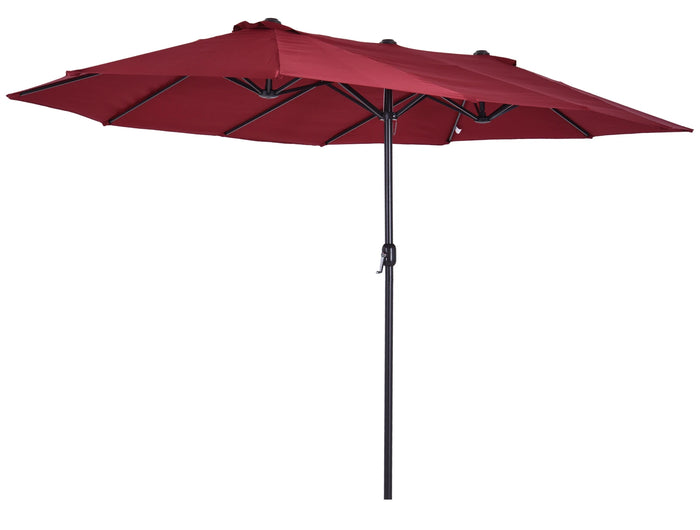 Ombrellone da Giardino Outsunny, Ombrellone Esterno Doppio Rettangolare 4.6L x 2.7L x H m con Apertura e Chiusura, Struttura in Acciaio, Tela 180 g/m², Ombrellone da Balcone, Piscina, Bordeaux
