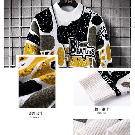 Men's fashion pullovers 2025 men winter Sweaters mens warm sweater O-neck custom pattern men sweaters autumn men size M-3XL