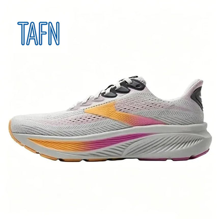 Scarpe da corsa professionali in tessuto jacquard ultra-traspirante, con suola ondulata ad alta reattività per allenamento maratona e corsa a lunga distanza intensiva.