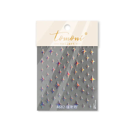 Punk Glitter Powder Blue Pink Star Charm Laser Silver Gold Starlight Rhinestones Moon DIY Nail Art Stickers Manicure Tool Decals