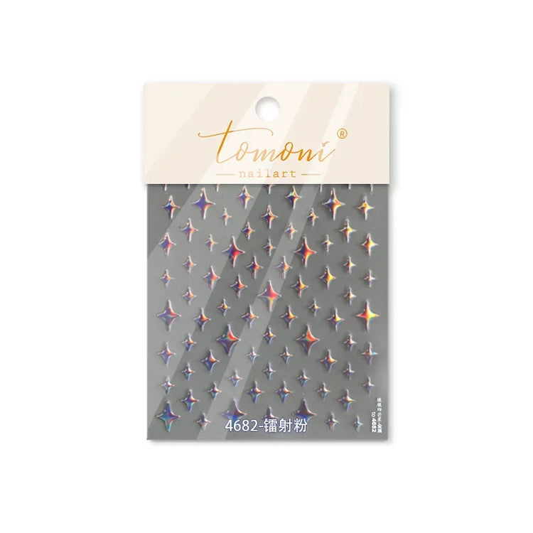 Punk Glitter Powder Blue Pink Star Charm Laser Silver Gold Starlight Rhinestones Moon DIY Nail Art Stickers Manicure Tool Decals