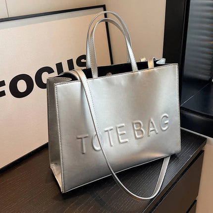 Designer Tote Bag For Women Large Capacity Handbag Portable Brand Briefcase Top Quality Pu Leather Female Shoulder Crossbody Bag PlatiNum