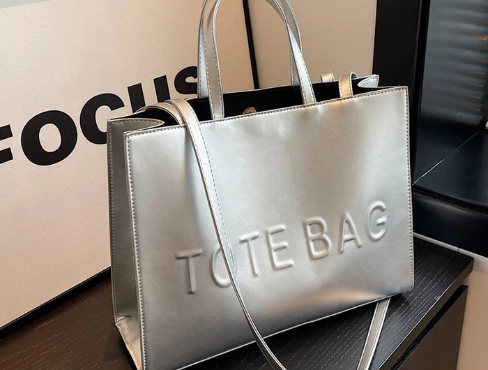 Designer Tote Bag For Women Large Capacity Handbag Portable Brand Briefcase Top Quality Pu Leather Female Shoulder Crossbody Bag PlatiNum