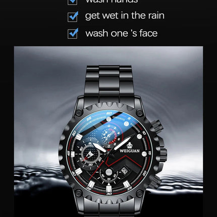 Orologio da uomo Black Warrior autentico alla moda in acciaio inossidabile impermeabile calendario luminoso orologio al quarzo moda maschile orologi regalo platinumshop