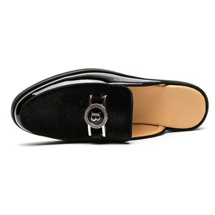 Scarpe casual in pelle da uomo Ciabatte nere di lusso Appartamenti di moda Pantofole da esterno traspiranti estive Mocassini slip on maschili firmati
