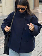 Women Grey Fur Splicing Woolen Coat Casual Belt Full Sleeve Lapel Loose Cardigan Outwear 2025 Lady Winter New Highstreet Jacket
