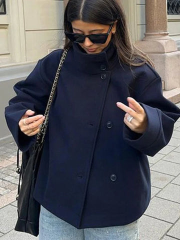 Women Grey Fur Splicing Woolen Coat Casual Belt Full Sleeve Lapel Loose Cardigan Outwear 2025 Lady Winter New Highstreet Jacket