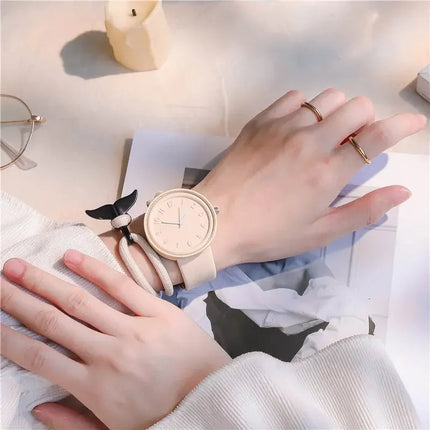 Simple Fashion Makaron Simple Women Watch Ins High Beauty Student uomo e donna Style Round Leisure Vintage orologio da polso al quarzo platinumshop