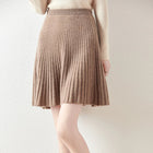 Korean Skirt 100% Merino Wool Women's Knitted Mini Skirt Autumn and Winter Women's Fashion Solid Color Small Umbrella Skirt PlatiNum