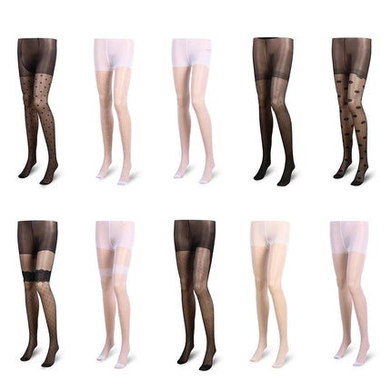 Calzamaglia da donna Sexy Plus Size calze di seta a pois piccole calze sottili Vintage finte calze da tatuaggio collant calzetteria femminile